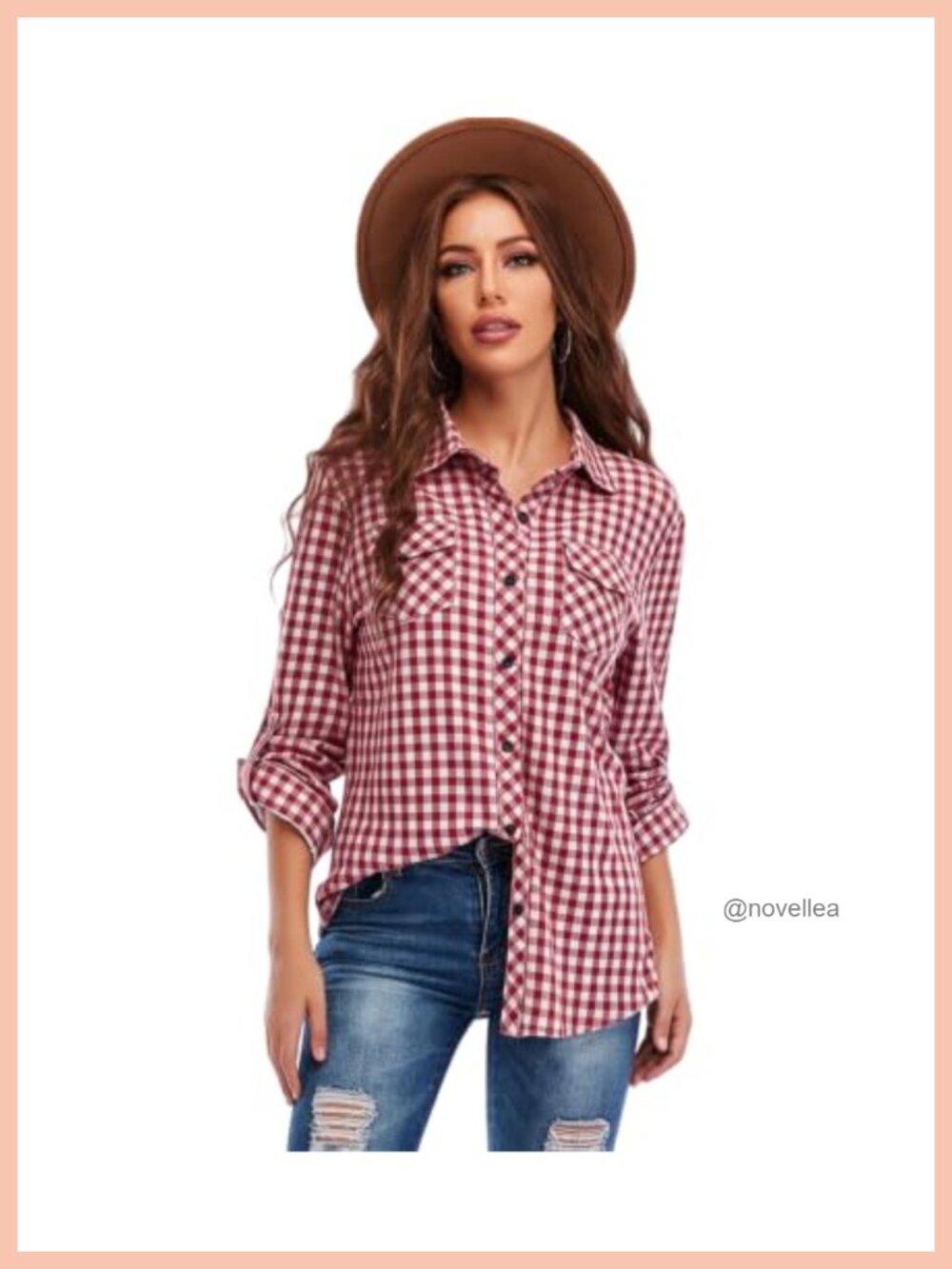 Womens Casual Long Sleeve Button Down Plaid Flannel Shirt Fall Tops